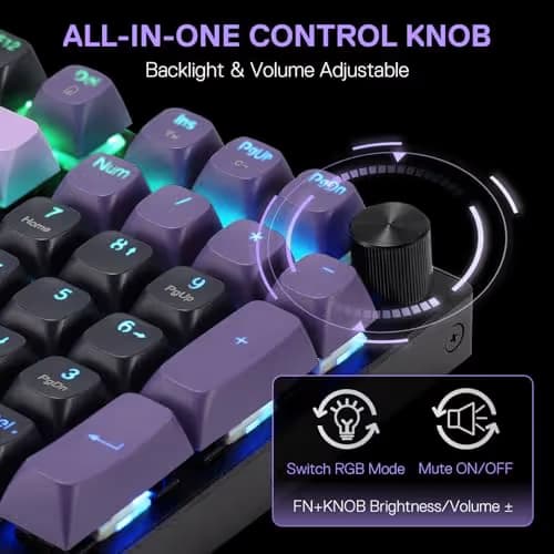 Redragon K740 PRO 98 Keys Wireless RGB Gaming Keyboard, 3-Mode PBT Mechanical Keyboard w/Solid Aluminum Base, Dedicated Knob Control & Hot-Swap Socket, Custom Linear Switch image