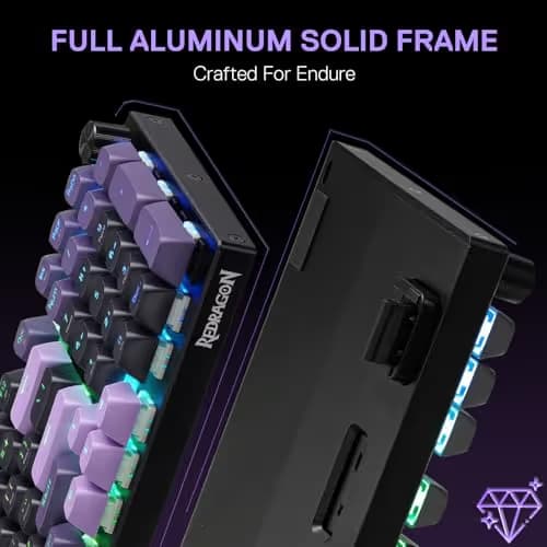 Redragon K740 PRO 98 Keys Wireless RGB Gaming Keyboard, 3-Mode PBT Mechanical Keyboard w/Solid Aluminum Base, Dedicated Knob Control & Hot-Swap Socket, Custom Linear Switch image