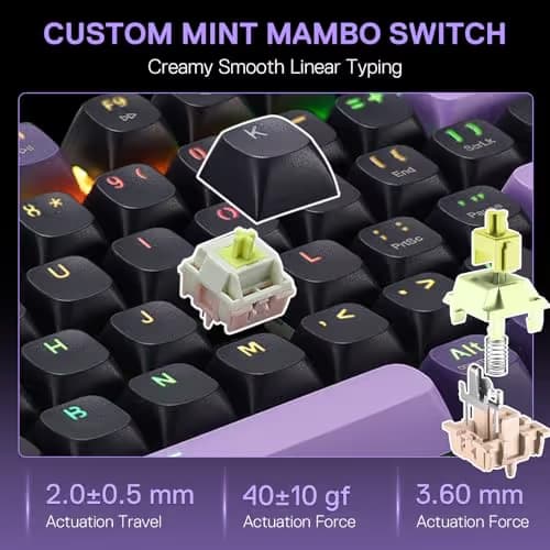 Redragon K740 PRO 98 Keys Wireless RGB Gaming Keyboard, 3-Mode PBT Mechanical Keyboard w/Solid Aluminum Base, Dedicated Knob Control & Hot-Swap Socket, Custom Linear Switch image