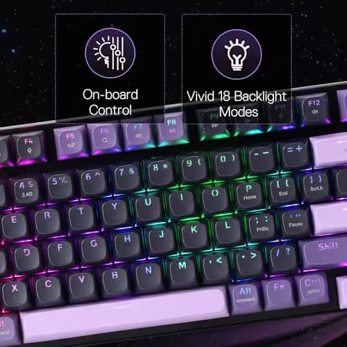 Redragon K740 PRO 98 Keys Wireless RGB Gaming Keyboard, 3-Mode PBT Mechanical Keyboard w/Solid Aluminum Base, Dedicated Knob Control & Hot-Swap Socket, Custom Linear Switch image
