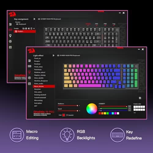 Redragon K740 PRO 98 Keys Wireless RGB Gaming Keyboard, 3-Mode PBT Mechanical Keyboard w/Solid Aluminum Base, Dedicated Knob Control & Hot-Swap Socket, Custom Linear Switch image