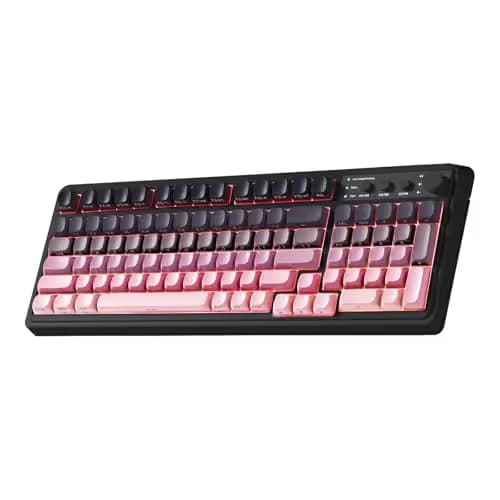 AULA S99 Keyboard, Wireless Gaming Keyboard Bluetooth Ergonomic Creamy Computer Keyboards Cute Full Size Backlit Tri-Mode BT/2.4GHz/USB-C for PC Laptop - Black & Pink Gradient image
