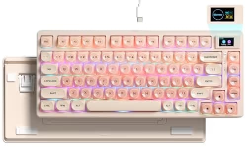 Womier SK80 75% Foundation Mechanical Gaming Keyboard with Color Multimedia Display Pink Creamy Keyboards, Jelly Keycaps Hot Swappable RGB Wired Key Board Pre-lubed POM Switch for Mac/Win, Pink main image