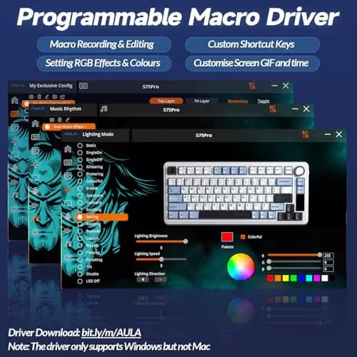 AULA S75 PRO Wireless Mechanical Keyboard with Screen&Knob, Tri-Mode Hot Swappable Gaming Keyboard 75%, Pre-lubed Switches, RGB Backlit, Side Printed PBT Keycaps, Creamy Sounding Computer Keyboards image