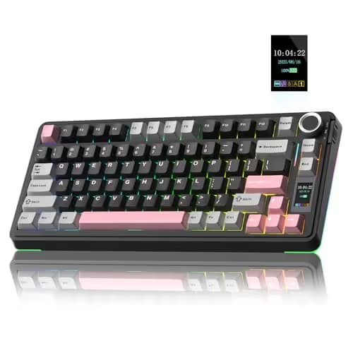 AULA S75 PRO Wireless Mechanical Keyboard with Screen&Knob, 75% Hot Swappable Gaming Keyboard with Pre-lubed Switches, RGB Backlit, PBT Keycaps Creamy Sounding Pc Gaming Keyboards main image