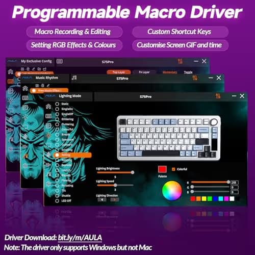 AULA S75 PRO Wireless Mechanical Keyboard with Screen&Knob, 75% Hot Swappable Gaming Keyboard with Pre-lubed Switches, RGB Backlit, PBT Keycaps Creamy Sounding Pc Gaming Keyboards image