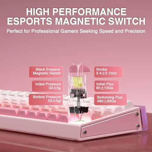 AULA Hero 68 HE 60% Wired Gaming Keyboard, Hall Effect Magnetic Switch Keyboard with Adjustable Actuation, Fast Trigger Mode, 8K Hz Polling Rate, 0.125ms Latency,RGB Backlit, Side Printed PBT Keycaps image