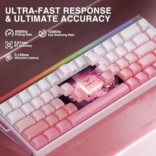 AULA Hero 68 HE 60% Wired Gaming Keyboard, Hall Effect Magnetic Switch Keyboard with Adjustable Actuation, Fast Trigger Mode, 8K Hz Polling Rate, 0.125ms Latency,RGB Backlit, Side Printed PBT Keycaps image