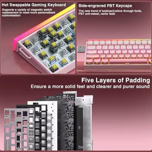 AULA Hero 68 HE 60% Wired Gaming Keyboard, Hall Effect Magnetic Switch Keyboard with Adjustable Actuation, Fast Trigger Mode, 8K Hz Polling Rate, 0.125ms Latency,RGB Backlit, Side Printed PBT Keycaps image