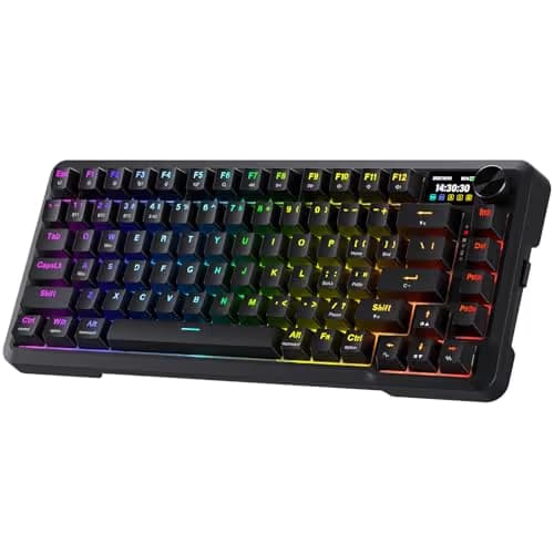 Redragon K724 PRO Wireless Gasket Gaming Keyboard w/Hype Screen & Knob, 81-Key Mechanical Keyboard, Easy-Control 1.14’’ TFT Info Display, 5-Layer Noise Dampening, Custom Linear Switch main image