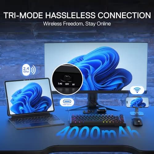 Redragon K724 PRO Wireless Gasket Gaming Keyboard w/Hype Screen & Knob, 81-Key Mechanical Keyboard, Easy-Control 1.14’’ TFT Info Display, 5-Layer Noise Dampening, Custom Linear Switch image