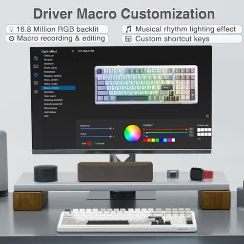 AULA F99 Wireless Mechanical Keyboard,Tri-Mode BT5.0/2.4GHz/USB-C Hot Swappable Custom Keyboard,Pre-lubed Linear Switches,RGB Backlit Computer Gaming Keyboards for PC/Tablet/PS/Xbox image