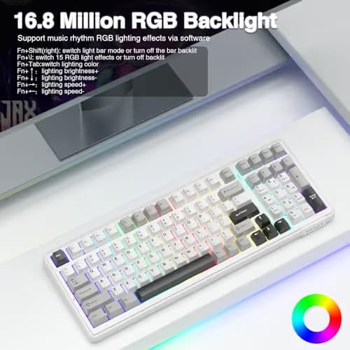 AULA F99 Wireless Mechanical Keyboard,Tri-Mode BT5.0/2.4GHz/USB-C Hot Swappable Custom Keyboard,Pre-lubed Linear Switches,RGB Backlit Computer Gaming Keyboards for PC/Tablet/PS/Xbox image