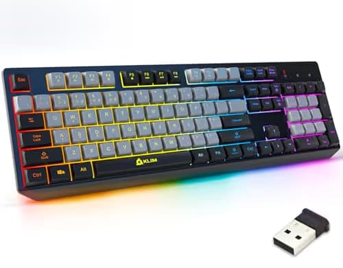 KLIM Chroma Wireless Keyboard – RGB Backlit Gaming, Rechargeable Battery, PC Keyboard, Durable & Water-Resistant, Compatible with PS4, PS5 & Mac - Black main image