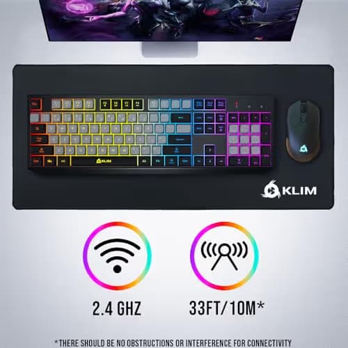 KLIM Chroma Wireless Keyboard – RGB Backlit Gaming, Rechargeable Battery, PC Keyboard, Durable & Water-Resistant, Compatible with PS4, PS5 & Mac - Black image