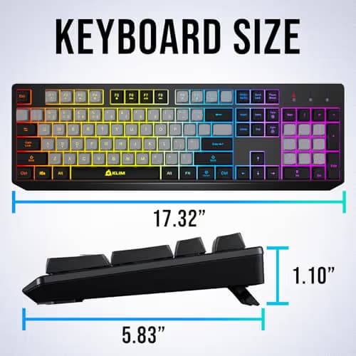 KLIM Chroma Wireless Keyboard – RGB Backlit Gaming, Rechargeable Battery, PC Keyboard, Durable & Water-Resistant, Compatible with PS4, PS5 & Mac - Black image