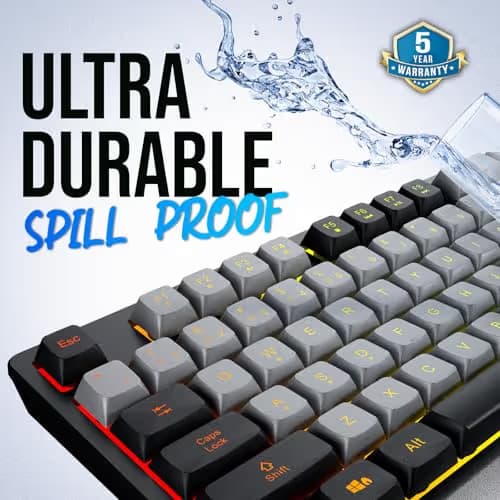 KLIM Chroma Wireless Keyboard – RGB Backlit Gaming, Rechargeable Battery, PC Keyboard, Durable & Water-Resistant, Compatible with PS4, PS5 & Mac - Black image