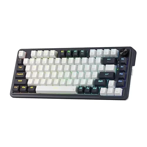 Redragon K673 PRO 75% Wireless Gasket RGB Gaming Keyboard, 3-Modes 81 Keys Compact Mechanical Keyboard Hot-Swap Socket, Dedicated Knob Control and 5-Layer Noise Dampening, Linear Red Switch main image