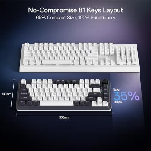 Redragon K673 PRO 75% Wireless Gasket RGB Gaming Keyboard, 3-Modes 81 Keys Compact Mechanical Keyboard Hot-Swap Socket, Dedicated Knob Control and 5-Layer Noise Dampening, Linear Red Switch image