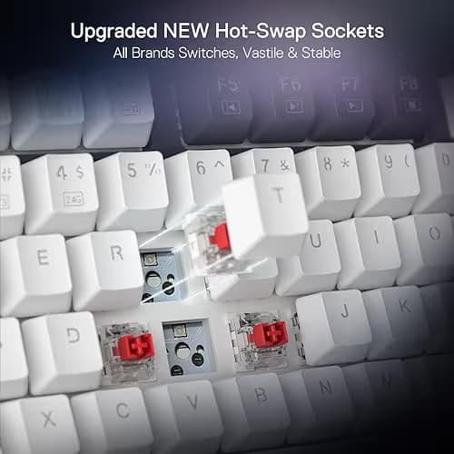 Redragon K673 PRO 75% Wireless Gasket RGB Gaming Keyboard, 3-Modes 81 Keys Compact Mechanical Keyboard Hot-Swap Socket, Dedicated Knob Control and 5-Layer Noise Dampening, Linear Red Switch image