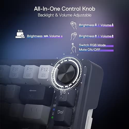 Redragon K673 PRO 75% Wireless Gasket RGB Gaming Keyboard, 3-Modes 81 Keys Compact Mechanical Keyboard Hot-Swap Socket, Dedicated Knob Control and 5-Layer Noise Dampening, Linear Red Switch image
