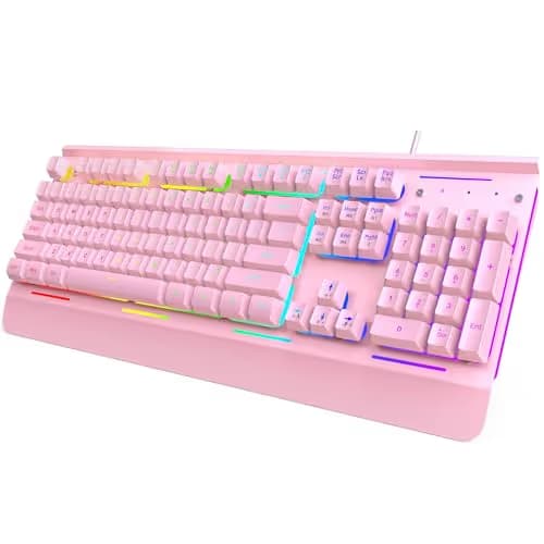 TECKNET Gaming Keyboard, USB Wired Computer Keyboard, 15-Zone RGB Illumination, IP32 Water Resistance, 25 Anti-ghosting Keys, All-Metal Panel (Whisper Quiet Gaming Switch) main image