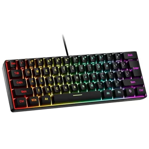 Snpurdiri 60% Wired Gaming Keyboard, RGB Backlit Ultra-Compact Mini Keyboard, Waterproof Small Compact 61 Keys for PC/Mac Gamer, Typist, Travel, Easy to Carry on Business Trip(Black) main image
