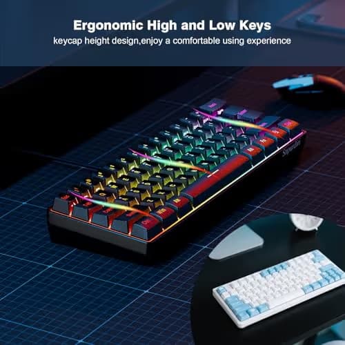 Snpurdiri 60% Wired Gaming Keyboard, RGB Backlit Ultra-Compact Mini Keyboard, Waterproof Small Compact 61 Keys for PC/Mac Gamer, Typist, Travel, Easy to Carry on Business Trip(Black) image