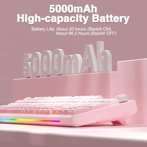AULA S98 Pro Wireless Mechanical Keyboard with Screen & Knob,2.4GHz/USB-C/BT5.0 Hot Swappable Pink Creamy Keyboard,Pre-lubed Linear Switches,Side Printed PBT Keycaps,RGB Backlit Gaming Keyboards image