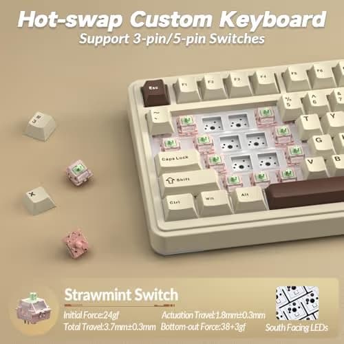 AULA S75 PRO Wireless Mechanical Keyboard with Screen&Knob, 75% Hot Swappable Gaming Keyboard with Pre-lubed Switches, RGB Backlit, PBT Keycaps, Creamy Sounding Computer Keyboards image