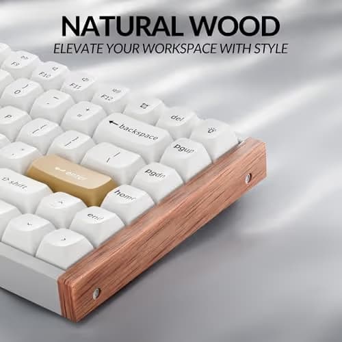 Keychron K2 HE Rapid Trigger Wireless Custom Keyboard with Hall Effect Gateron Double-Rail Magnetic Switch, 2.4 GHz QMK Bluetooth 5.2 RGB Compatible with Mac Windows Linux (Aluminum + Wood) image