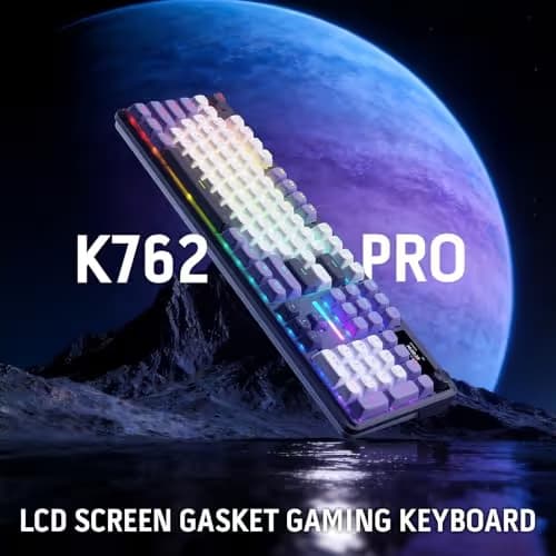 Redragon K762 Wireless Gasket Gaming Keyboard w/Hype Screen & Knob, 104 Keys Mechanical Keyboard, Easy-Control 1.14’’ TFT Info Display, 5-Layer Noise Dampening, Round PBT Keycaps, Mint Mambo Switch image