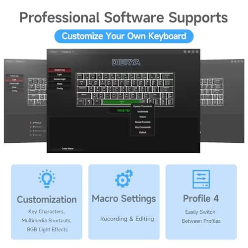 DIERYA DK63 60% Wireless Mechanical Gaming Keyboard | Bluetooth/2.4G/Wired Keyboard | RGB Backlit Compact 63 Keys Mini Office Keyboard | with Red Switch | for Windows Laptop PC Gamer Typist-White image