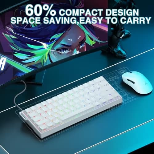 Aula WIN60 HE - 60% Mechanical Gaming Keyboard Wired, Hall Effect Magnetic Switch Hot Swappable, Adjustable Actuation RT Mode, 8000 Hz Polling Rate, RGB Keyboard 60 Percent Compact Design for PC image