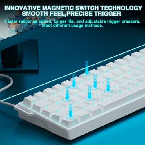 Aula WIN60 HE - 60% Mechanical Gaming Keyboard Wired, Hall Effect Magnetic Switch Hot Swappable, Adjustable Actuation RT Mode, 8000 Hz Polling Rate, RGB Keyboard 60 Percent Compact Design for PC image