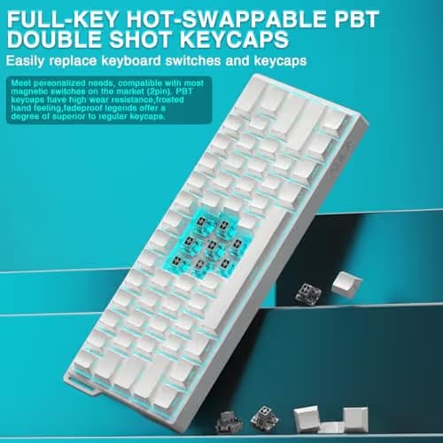 Aula WIN60 HE - 60% Mechanical Gaming Keyboard Wired, Hall Effect Magnetic Switch Hot Swappable, Adjustable Actuation RT Mode, 8000 Hz Polling Rate, RGB Keyboard 60 Percent Compact Design for PC image