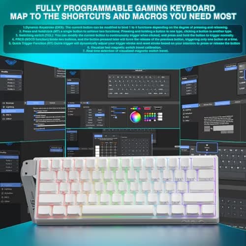 Aula WIN60 HE - 60% Mechanical Gaming Keyboard Wired, Hall Effect Magnetic Switch Hot Swappable, Adjustable Actuation RT Mode, 8000 Hz Polling Rate, RGB Keyboard 60 Percent Compact Design for PC image