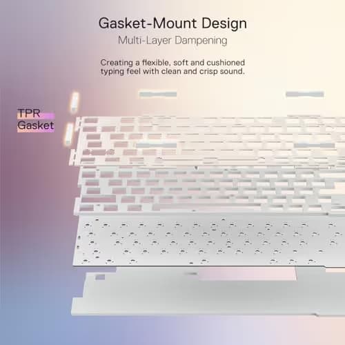 Redragon K673 PRO 75% Wireless Gasket RGB Gaming Keyboard, 3-Modes 81 Keys Compact Mechanical Keyboard w/Hot-Swap Socket, Dedicated Knob Control & Sound Absorbing Pads, Linear Red Switch image