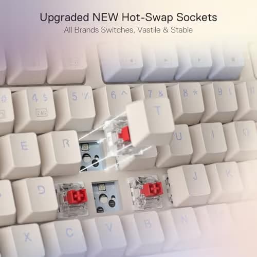 Redragon K673 PRO 75% Wireless Gasket RGB Gaming Keyboard, 3-Modes 81 Keys Compact Mechanical Keyboard w/Hot-Swap Socket, Dedicated Knob Control & Sound Absorbing Pads, Linear Red Switch image