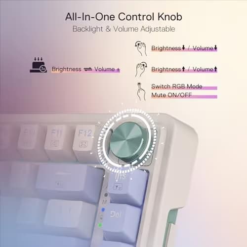 Redragon K673 PRO 75% Wireless Gasket RGB Gaming Keyboard, 3-Modes 81 Keys Compact Mechanical Keyboard w/Hot-Swap Socket, Dedicated Knob Control & Sound Absorbing Pads, Linear Red Switch image