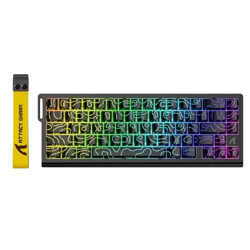 ATTACK SHARK X68 HE Rapid Trigger Mechanical Gaming Keyboard 60% Wired with Adjustable Actuation,Hall Effect Magnetic Switch,8KHz Polling Rate,RGB Backlit,Top Mount,Side Printed Keycap(Black Contour) image