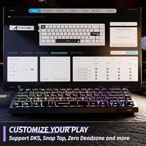ATTACK SHARK X68 HE Rapid Trigger Mechanical Gaming Keyboard 60% Wired with Adjustable Actuation,Hall Effect Magnetic Switch,8KHz Polling Rate,RGB Backlit,Top Mount,Side Printed Keycap(Black Contour) image