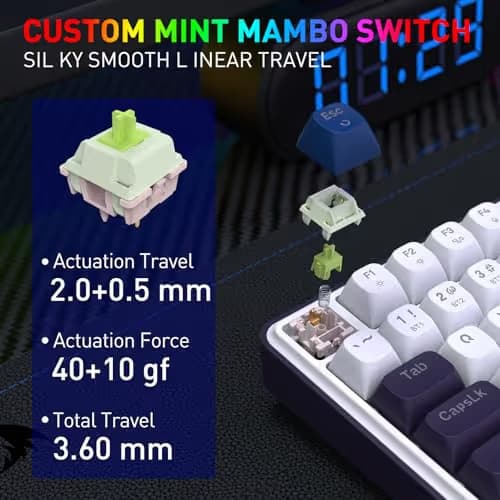 Redragon K744 PRO 99 Keys Wireless Gasket RGB Gaming Keyboard, 3-Mode Mechanical Keyboard w/Hot-Swap Socket, Round PBT Keycaps & 5-Layer Noise Dampening, Custom Linear Switch image