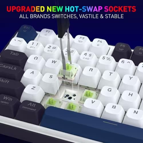 Redragon K744 PRO 99 Keys Wireless Gasket RGB Gaming Keyboard, 3-Mode Mechanical Keyboard w/Hot-Swap Socket, Round PBT Keycaps & 5-Layer Noise Dampening, Custom Linear Switch image