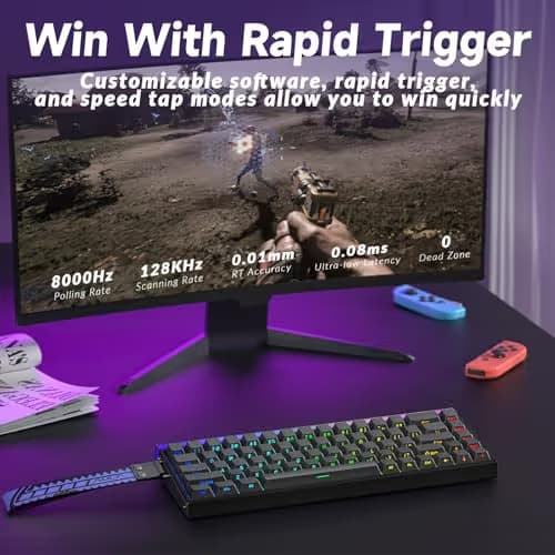 AULA Hero 68 HE Pro - Wired Gaming Keyboard with Hall Effect Magnetic Switch, CNC Aluminum Frame, 8KHz Polling Rate, RGB Box & Backlight, Side Printed Keycaps, 65% 68-key Compact Small Gamer Keyboards image