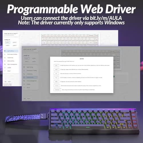 AULA Hero 68 HE Pro - Wired Gaming Keyboard with Hall Effect Magnetic Switch, CNC Aluminum Frame, 8KHz Polling Rate, RGB Box & Backlight, Side Printed Keycaps, 65% 68-key Compact Small Gamer Keyboards image