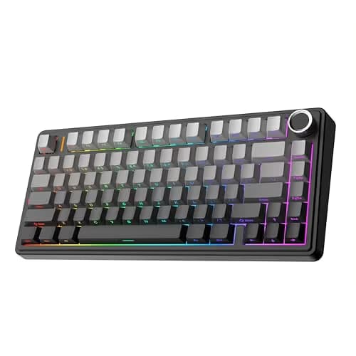 EPOMAKER x Aula F75 Gasket Mechanical Keyboard, 75% Wireless Hot Swappable Gaming Keyboard with Five-Layer Padding&Knob, BT/2.4GHz/USB-C, RGB (Black Gradient, LEOBOG Reaper Switch) image