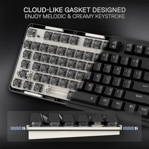 Redragon K745 Wired Gasket RGB Gaming Keyboard, 108 Keys Mechanical Keyboard w/Extra 4 Hotkeys, Upgraded Hot-swappable Socket, 5-Layer Noise Dampening, Creamy & Thocky Custom Linear Switch image