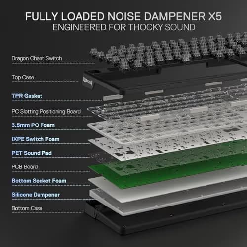 Redragon K745 Wired Gasket RGB Gaming Keyboard, 108 Keys Mechanical Keyboard w/Extra 4 Hotkeys, Upgraded Hot-swappable Socket, 5-Layer Noise Dampening, Creamy & Thocky Custom Linear Switch image