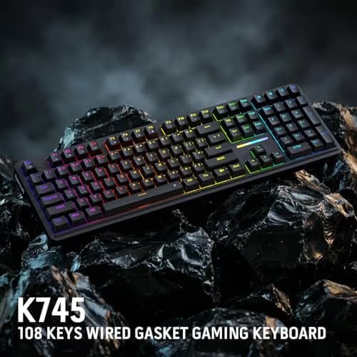 Redragon K745 Wired Gasket RGB Gaming Keyboard, 108 Keys Mechanical Keyboard w/Extra 4 Hotkeys, Upgraded Hot-swappable Socket, 5-Layer Noise Dampening, Creamy & Thocky Custom Linear Switch image